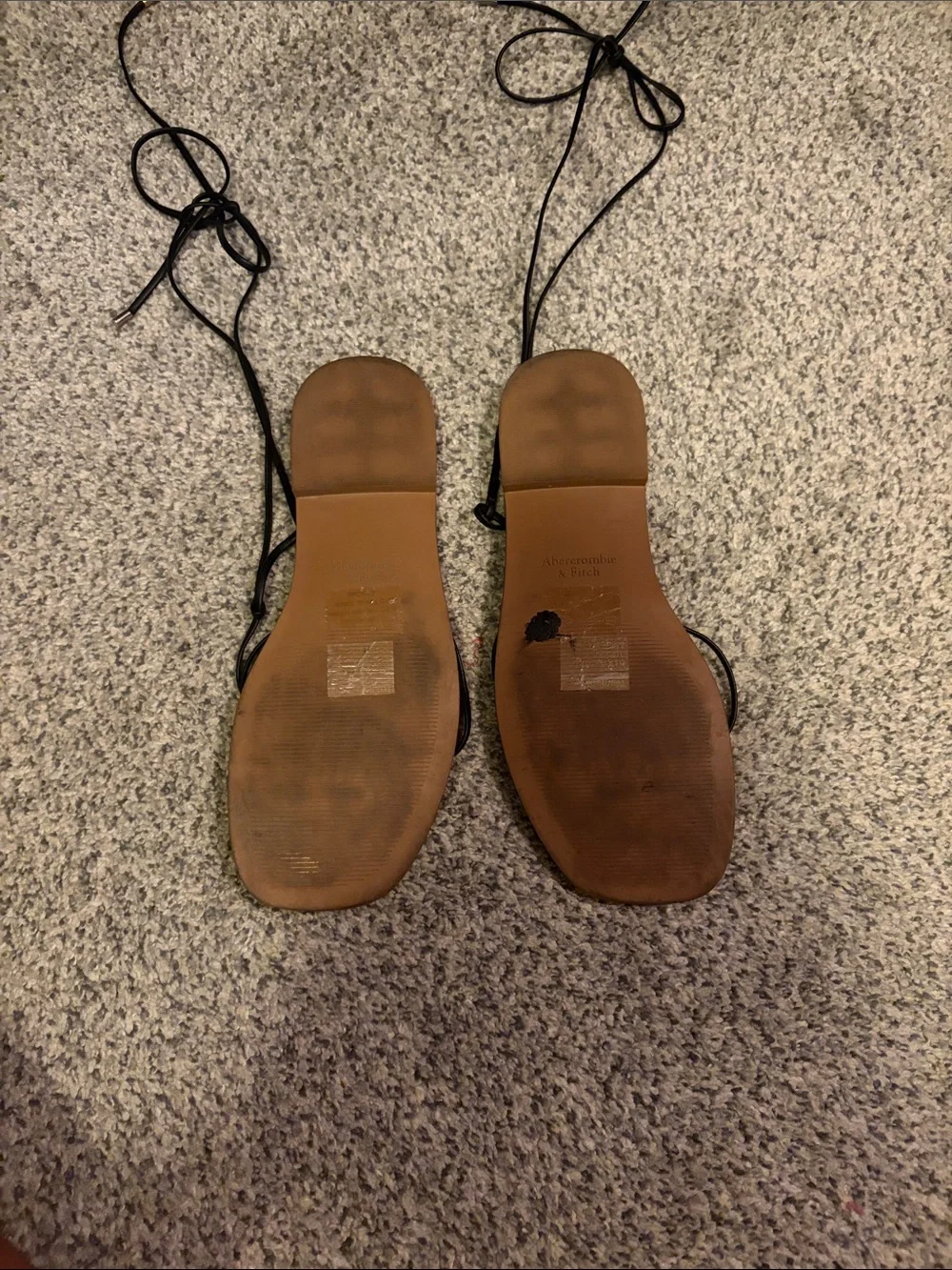 Abercrombie & Fitch Black Lace-Up Square-Toe Sandals - Picture 2 of 3